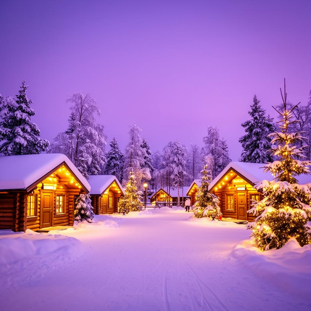 Aldea de Papá Noel en Rovaniemi cubierta de nieve