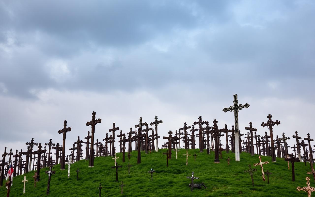 Colina de las Cruces en Šiauliai con miles de cruces