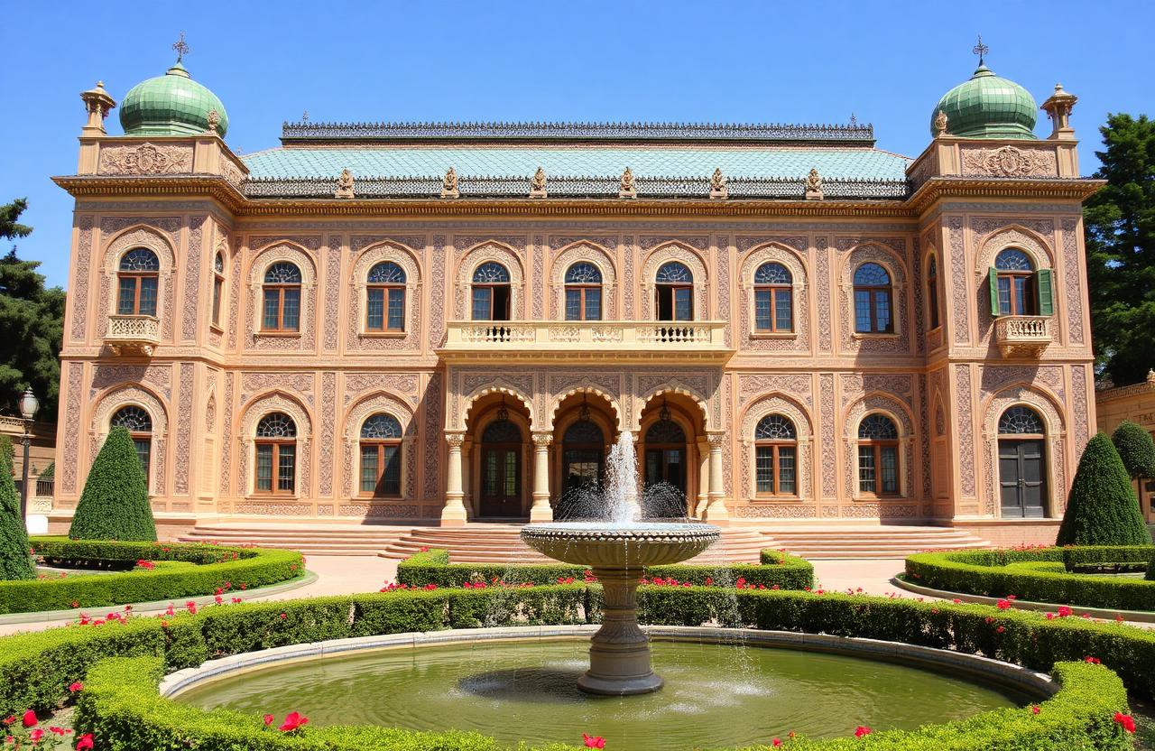 Palacio de Golestán en Teherán con jardines y fuente
