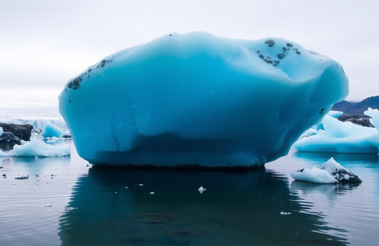 Iceberg azul flotando en la laguna glaciar de Jökulsárlón