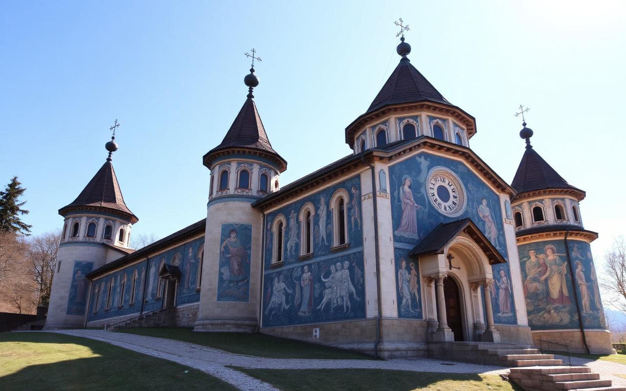 Monasterio de Voroneț con frescos azul Voroneț