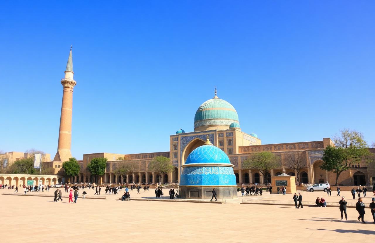 Plaza Naqsh-e Jahan en Isfahán con la cúpula azul de la Mezquita del Imam