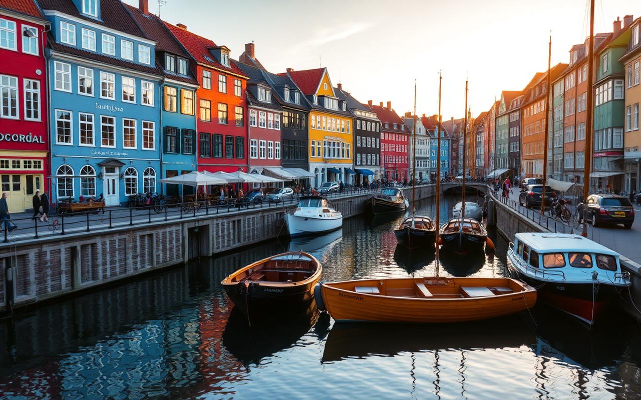 Canal de Nyhavn en Copenhague con casas de colores