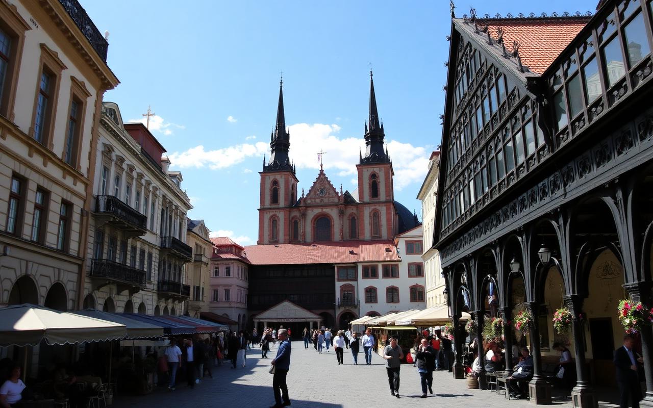 Plaza del Mercado e Iglesia de Santa María en Cracovia