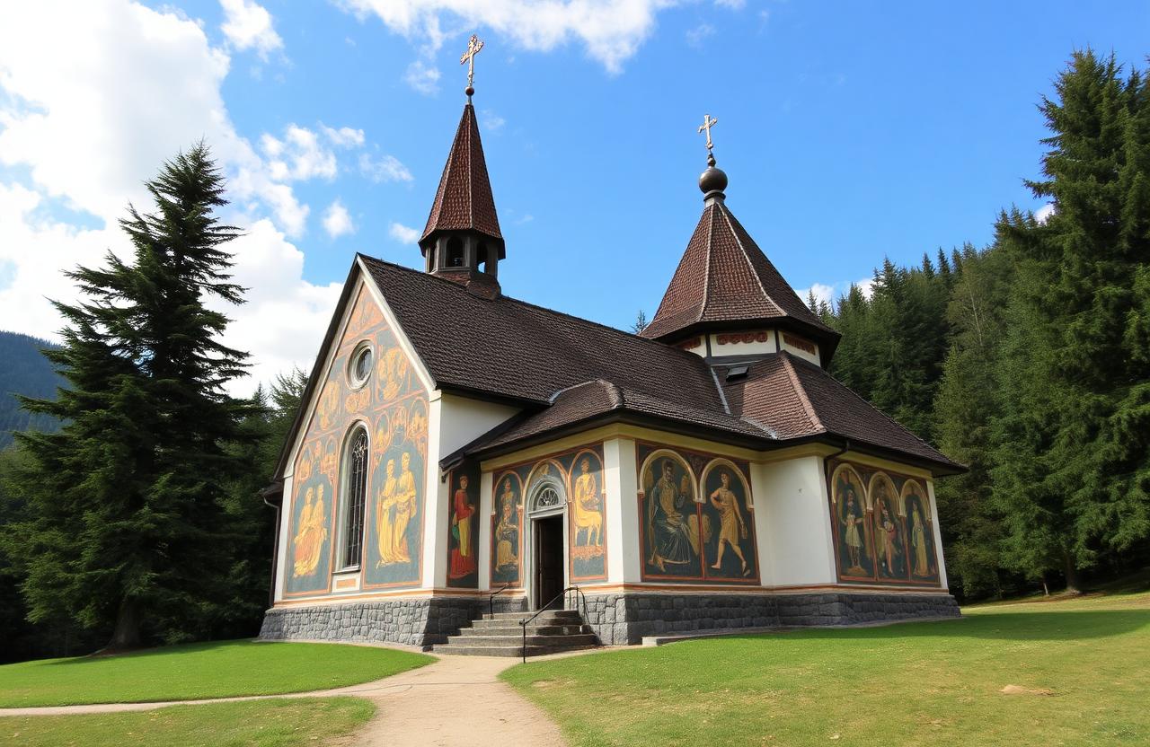 Monasterio de Voronet en Bucovina con frescos exteriores